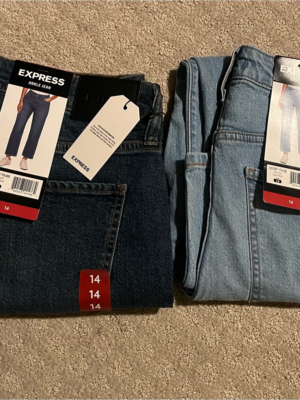 Express Women’s Ankle Jeans - Dark Blue & Light Blue NEW